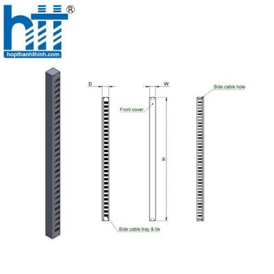 Quản lý cáp dọc 42U đơn cho tủ mạng ECP (ECP-QLC42U)